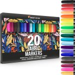 Zenacolor 20 Fabric Markers Pens Set - Indelible and Permanent Fabric Paint Fine Point Textile Marker Pen-0