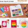 Shuttle Art Fabric Paint, 24 Colors 3D Permanent Paint with Brushes Palette Pen Fabric Sheet Stencils, Glow in The Dark, Glitter, Metallic Colors for Textile Fabric T-shirt Jeans Glass-4