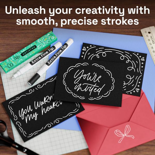 ARTISTRO 2 White Acrylic Paint Markers - 0.7mm Extra Fine-Tip Paint Pens - Perfect for Crafting, Art Projects, & More-1