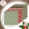 Hahafelt 10 Pcs Christmas Fabric Bundles Vintage 20 x 20 Inch Christmas Plaid Stripe Fat Quarters Holiday Squares Sewing Fabrics Precut Quilting Patchwork for Xmas DIY Handmade Crafting-1