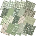 HunnmingRe 20 Pcs 10''x10'' Sage Green Quilting Fabric Square Vintage Sage Floral Quiltted Fabric Bundle Retro Green Precuts Printed Patchwork Supplies for Holiday DIY Sewing Craft-0