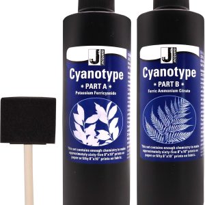 Jacquard Cyanotype - for Photographic Blueprints on Paper and Fabric - 2 Component Sensitizer Set - Bundled with Moshify Sponge Brush for Application-0