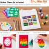 Shuttle Art Fabric Paint Set, 45 Colors 3D Permanent Paint with Brushes Palette Pen Fabric Sheet Stencils, Glow in The Dark, Glitter,Metallic Colors for Textile Fabric T-shirt Jeans Glass-4