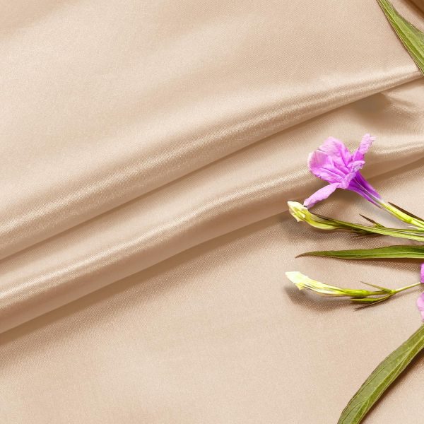 P Pothuiny 60 Inch Wide Beige Satin Fabric by The Yard, Silky Charmeuse Satin Fabric for Bridal Wedding Dress Decor DIY Apparel Crafts, 1 Yard-1