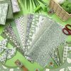 HunnmingRe 20 Pcs 10''x10'' Sage Green Quilting Fabric Square Vintage Sage Floral Quiltted Fabric Bundle Retro Green Precuts Printed Patchwork Supplies for Holiday DIY Sewing Craft-4