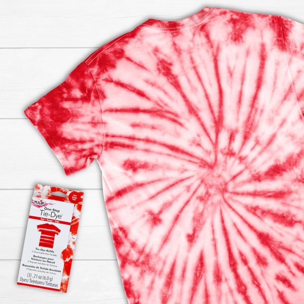 Tulip One-Step Tie-Dye Kit , 3 Fabric Dye Refill Packs, Packs, Red tie-dyeing