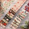 Fanfanwin 40 Pcs Vintage Christmas Quilting Fabric Roll 2.56 Inch Precut Fabric Squares Jelly Patchwork Santa Red Cardinal Poinsettia Strips Materials for Winter Xmas Holiday Craft Sewing Panels DIY-3