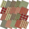 Hahafelt 10 Pcs Christmas Fabric Bundles Vintage 20 x 20 Inch Christmas Plaid Stripe Fat Quarters Holiday Squares Sewing Fabrics Precut Quilting Patchwork for Xmas DIY Handmade Crafting-0